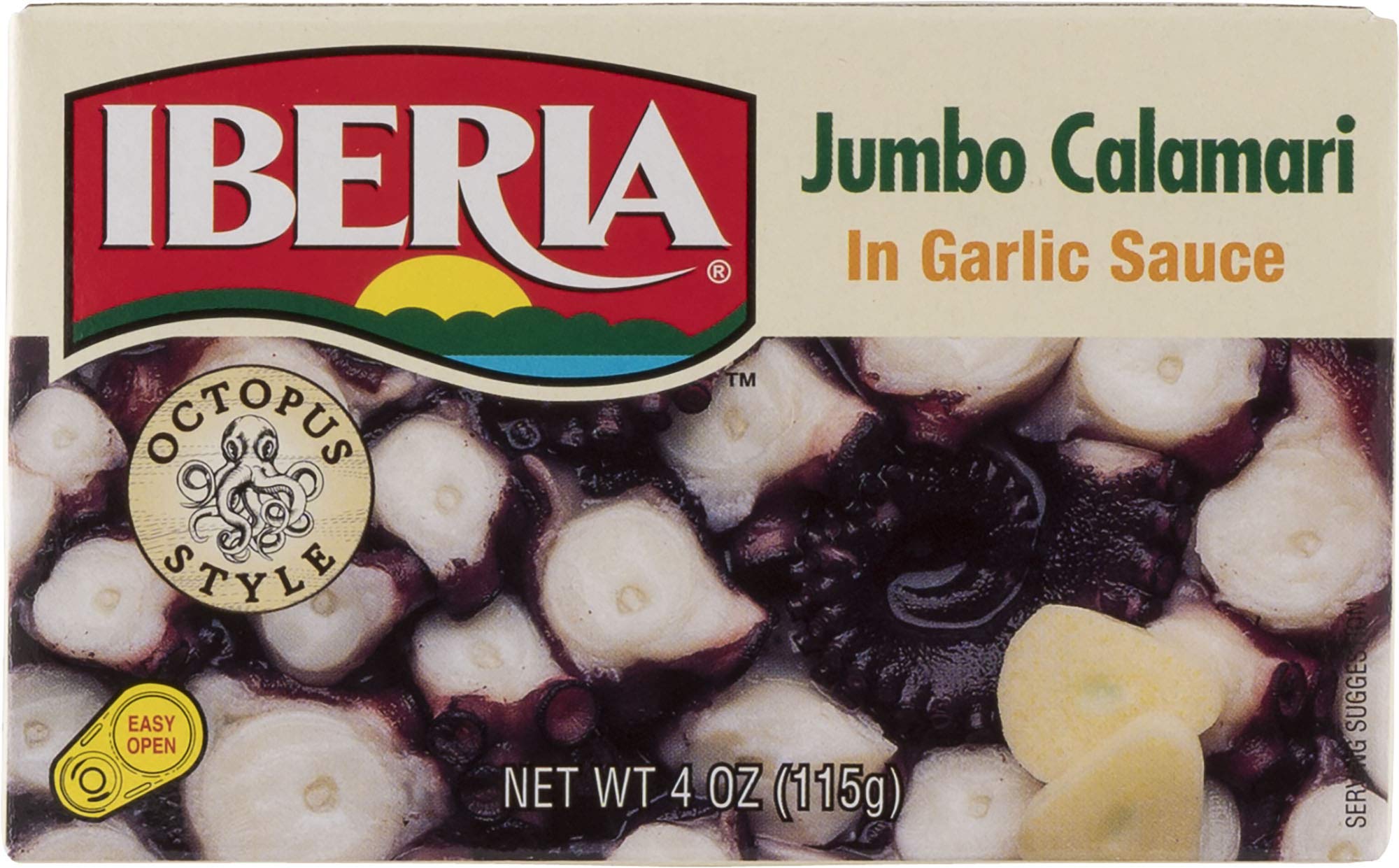 Iberia Jumbo Calamari in Garlic Sauce, Octopus Style, 4 oz