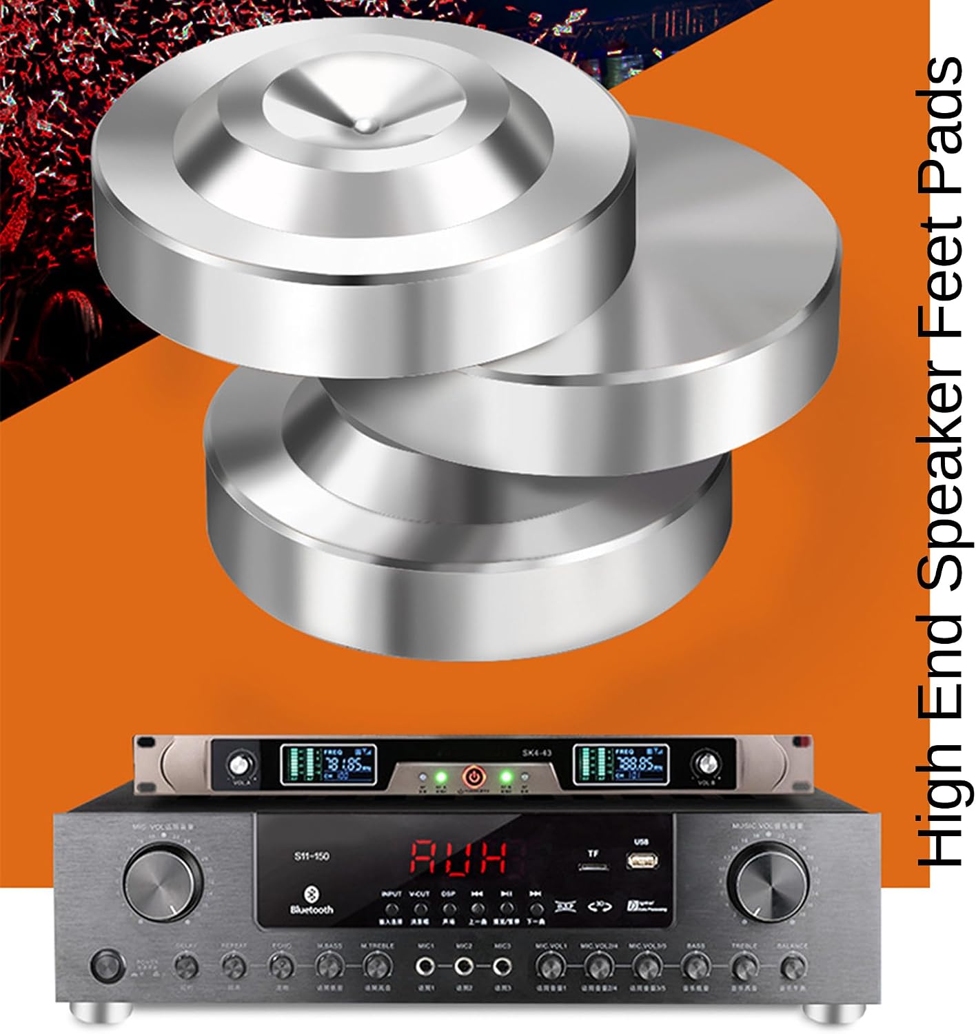 HiFi Speaker Feet Pads 4PCS Audio Isolation Feet Hi-end Speaker Shock Absorber Audiophile Stand Feet Resonance Reducer for Subwoofer CD DVD Player Audio Amplifier Recorder