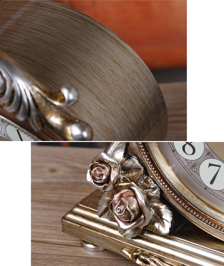 Retro Mantel/Mantle Rhythm Quartz Clock Living Room Desk Shelf Clocks Decoration (Color : Bronze)