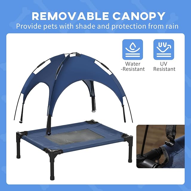 Foto 6 de 8 de PawHut Cama Perro toldo extraíble pequeñas 61x46x62 cm Azul Oscuro