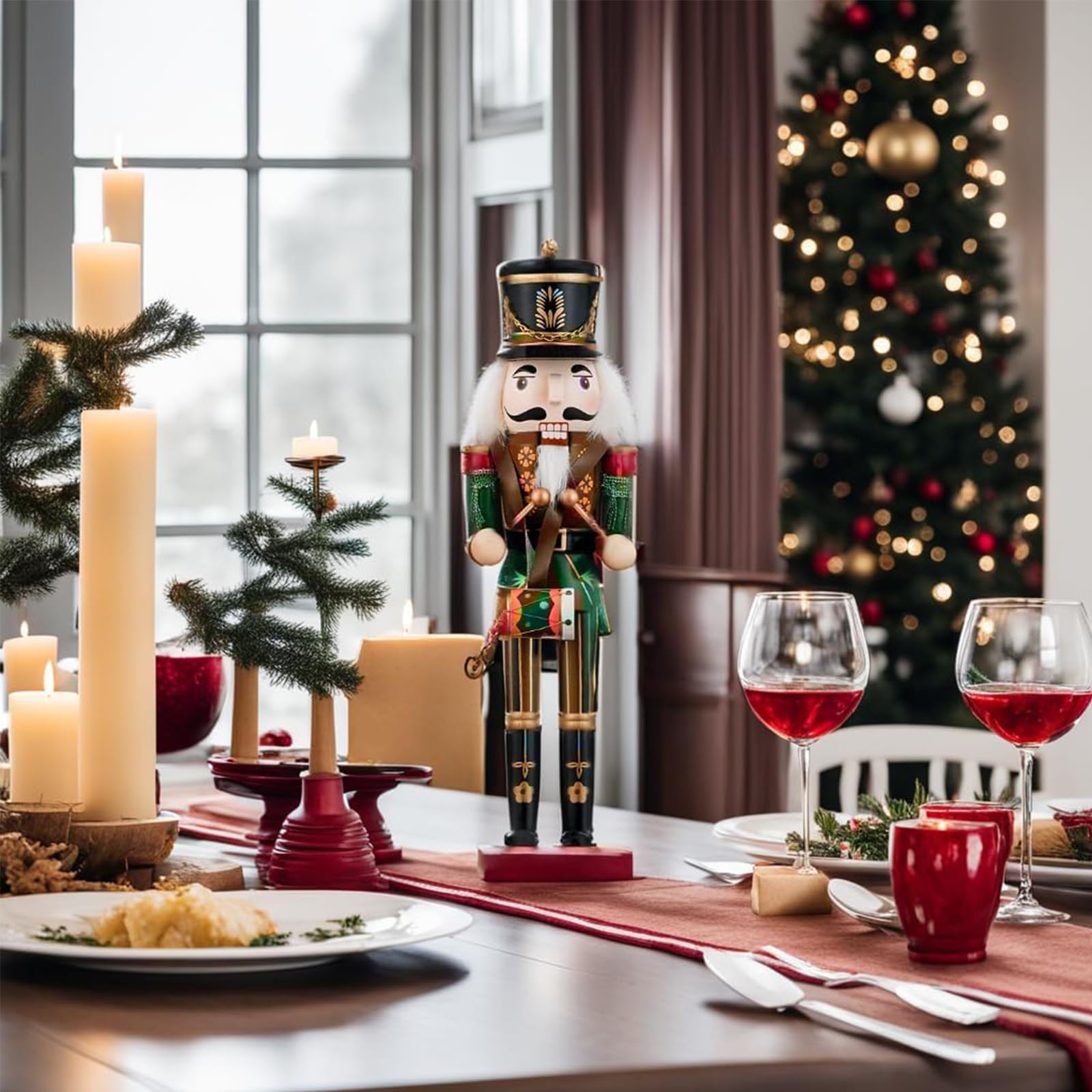 COSORO 30cm Rosa Weihnachten Nussknacker Figur,2 Stück Holz Nussknacker Soldat Große Traditionelle Weihnachtsdekoration Indoor Klassische Kiefernholz Ornamente für Weihnachten Weihnachtsschmuck