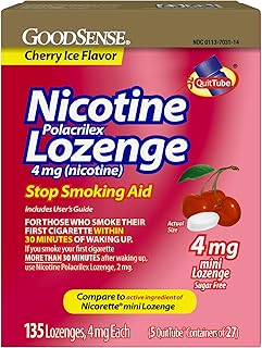 Mini Nicotine Polacrilex Lozenge, 4 mg (Nicotine), Stop Smoking Aid, Cherry Ice Flavor; Quit Smoking with Cherry Ice Nicotine Lozenge