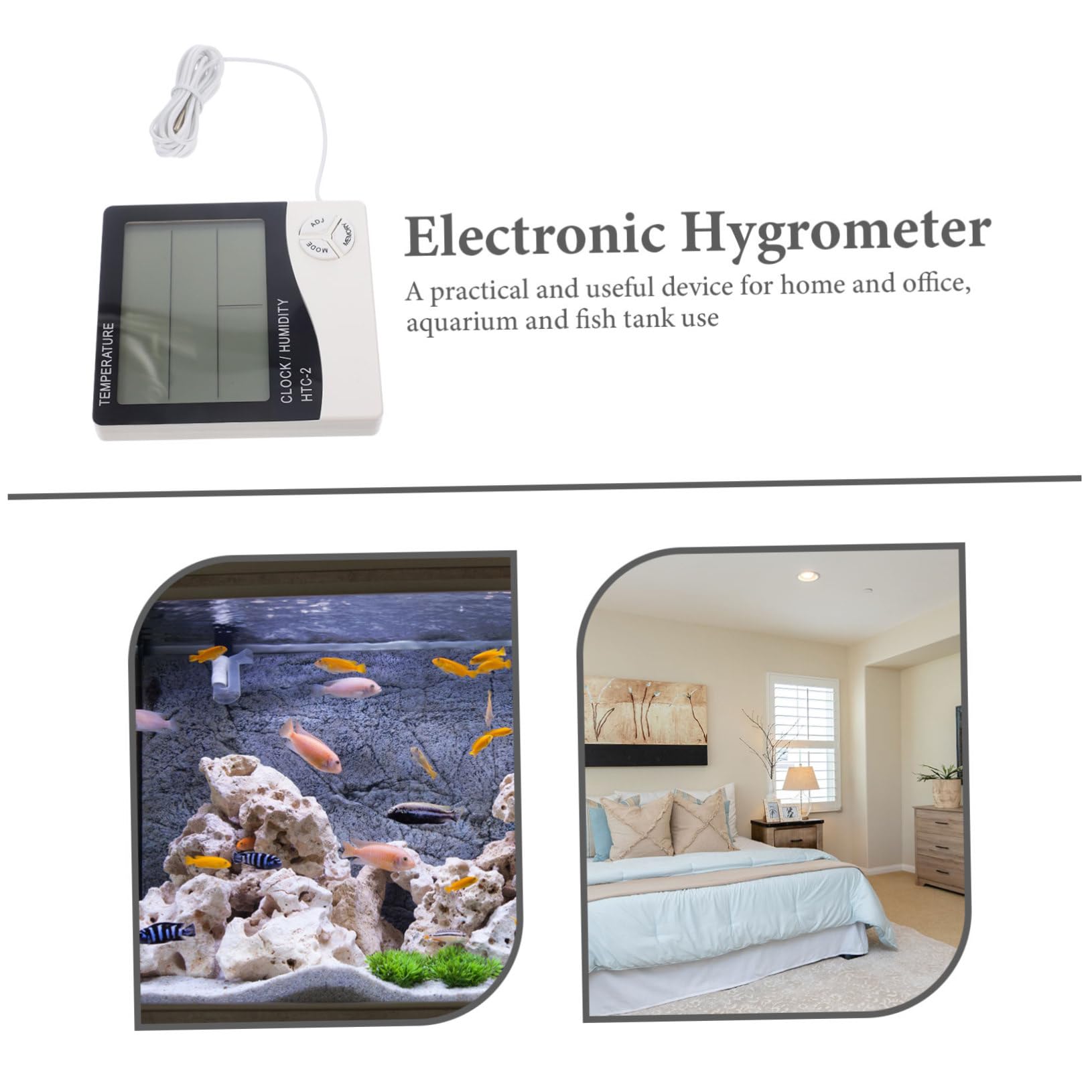 Sosoport 2 Sätze Thermometer Thermal- Aufkleber Tank Sonde im Freien Monitor aquarium temperaturanzeige gewächshaustheometer hygrometern digitales Hygrometer Aquarienhygrometer Plastik Weiß