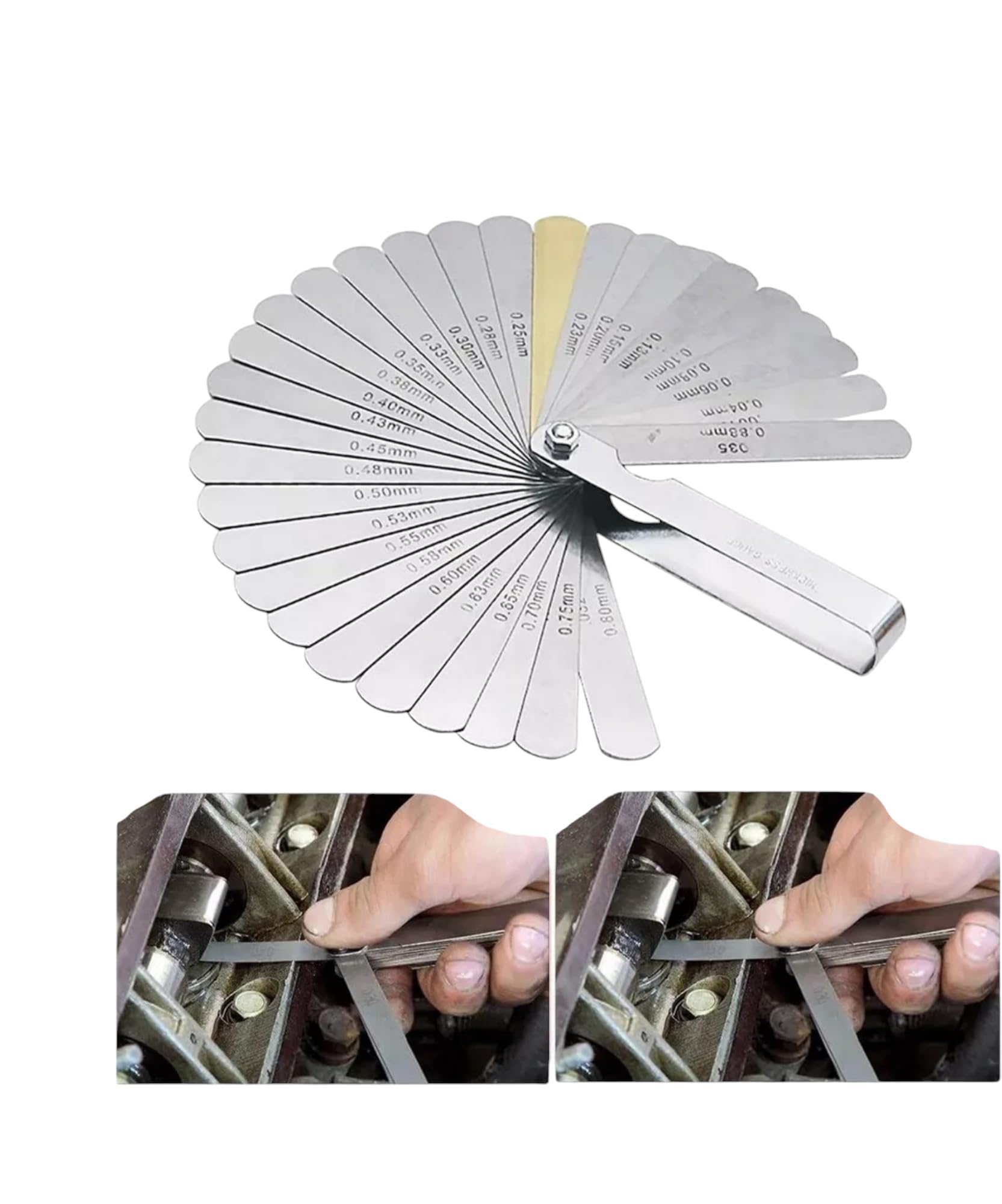 Spessimetro Valvole di Precisione 32 Lame Acciaio Inossidabile 0.04-0.88mm Strumento di Misura Metrici Imperiali