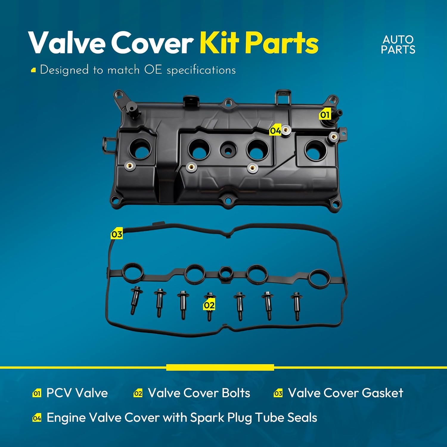 264-744 Engine Valve Cover with Gasket Bolts For Nissan Versa 1.8L 2007 2008 2009 2010 2011 2012 Replace OE 13264EM30A 13264EM30B 13264EM30C