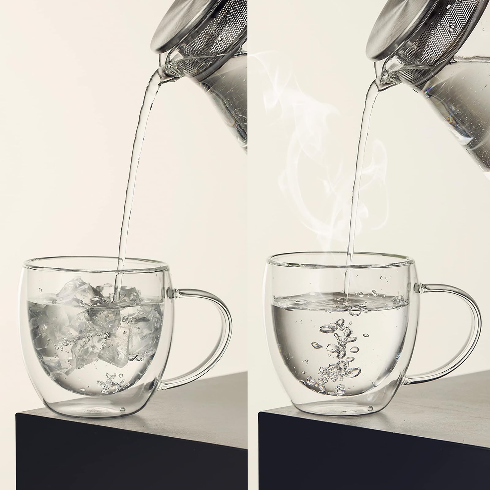 Keyoung Pack of 4 Double-Walled Coffee Glasses, 450 ml, Latte Macchiato Glasses, Floating Effect - Image 3