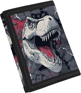 Rnyleeg Dinosaur Kids Trifold Wallets for Boys Cool Youth Play Purse for Kids Ages 9-14 Slim Novelty Canvas Wallet for Men Teens Boys Childerns Toddlers Christmas Gifts