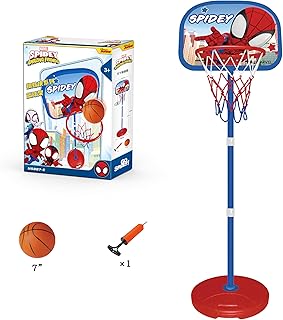Marvel EOMS007-2 Spider-Man Kids Medium Basketball Stand Indoor & Outdoor Hoop Game - Multicolor