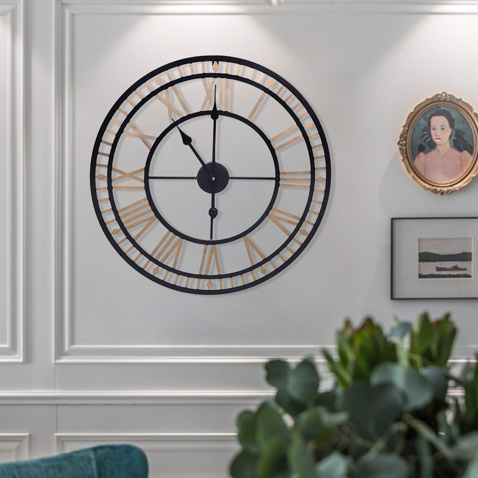 80cm Wanduhr Groß, Wanduhr Ohne Tickgeräusche, Wanduhr Modern, Aluminium-Zeiger, Batteriebetrieben, Lautlos, Wanduhr Gold für Küche, Wohnzimmer, Hotels, Klassenzimmern, Cafés, Heimbüro