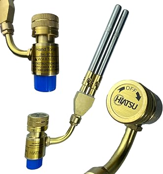 HIATSU Double Flame Jet Turbo Torch Head - High Output Heavy Duty Propane Torch Head for Brazing and Soldering - Stainless Steel and Brass Construction Torch Head - 360 Rotating Shaft