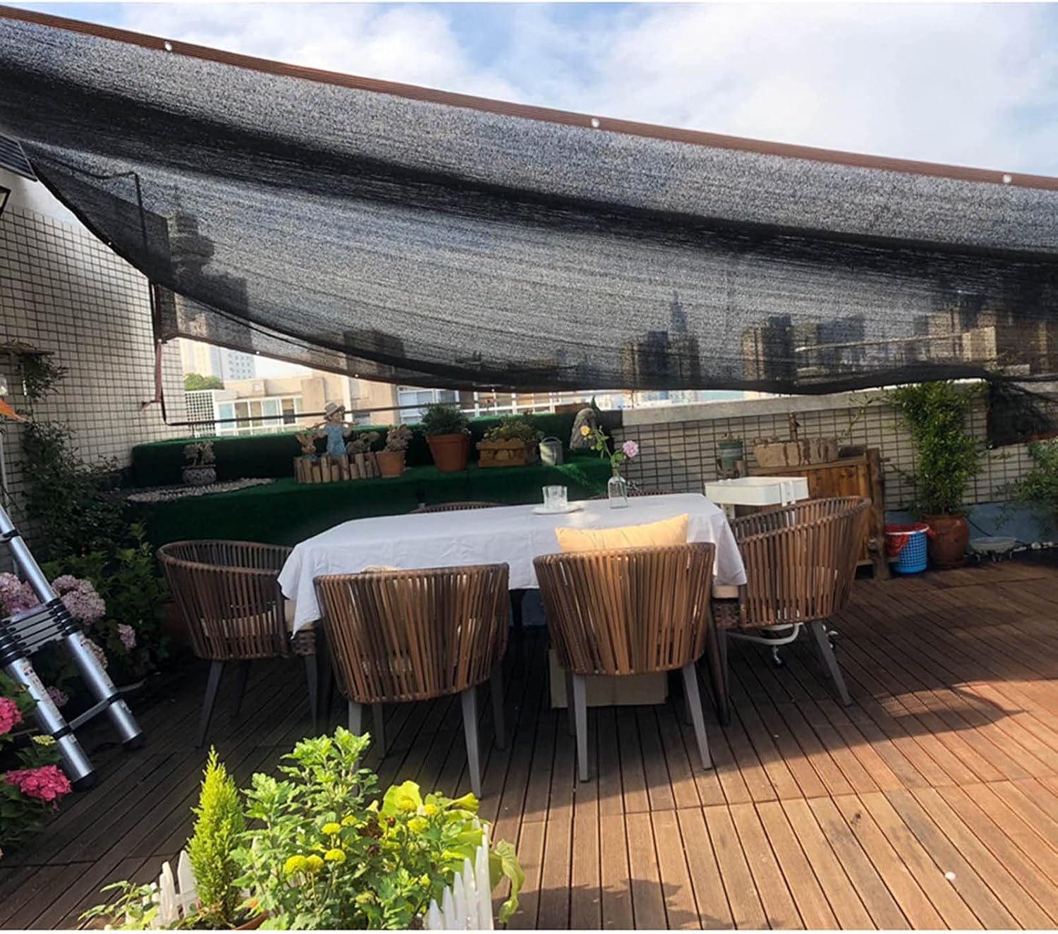 Shade Nets, 3x4/5x6m Rectangular Shade Sail, 18 Needle Mesh Breathable Shade Cloth, Shade Mesh Cover for Terrace, Balcony, Pergola, Sunscreen Netting, Customizable,3x4m(10 * 13ft)