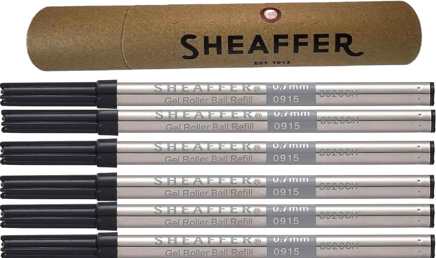 Sheaffer Medium Point C-Style Gel Ink Refills for Rollerball Pens, (Bulk Pack of 6/Pack) in Storage Tube .Fits Award, Pop & All Selectip Cross Rollerball pens (8523SH) 6ct/pk (New Version) Black (6)