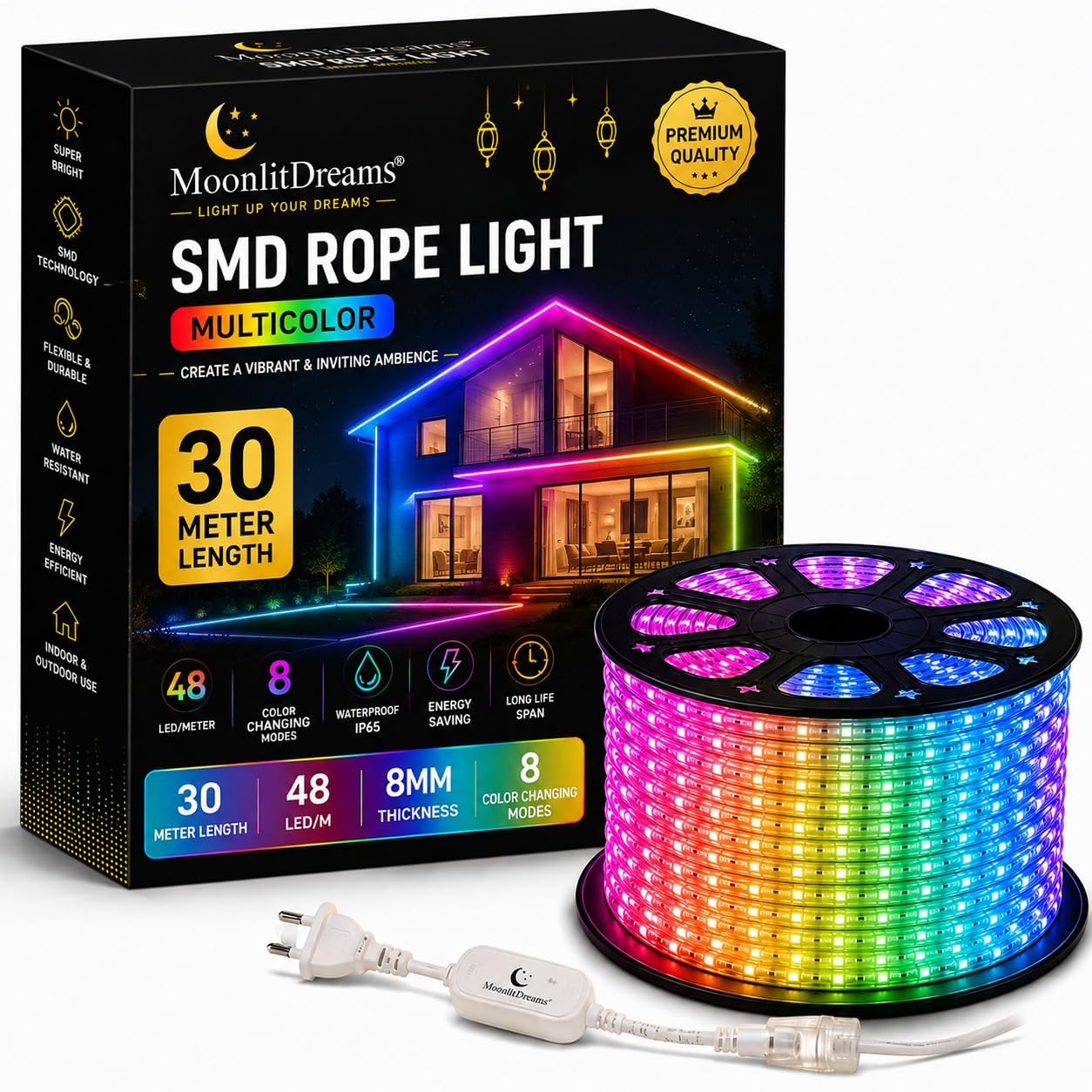 MoonlitDreams LED Rope Light - Waterproof & Flexible -15