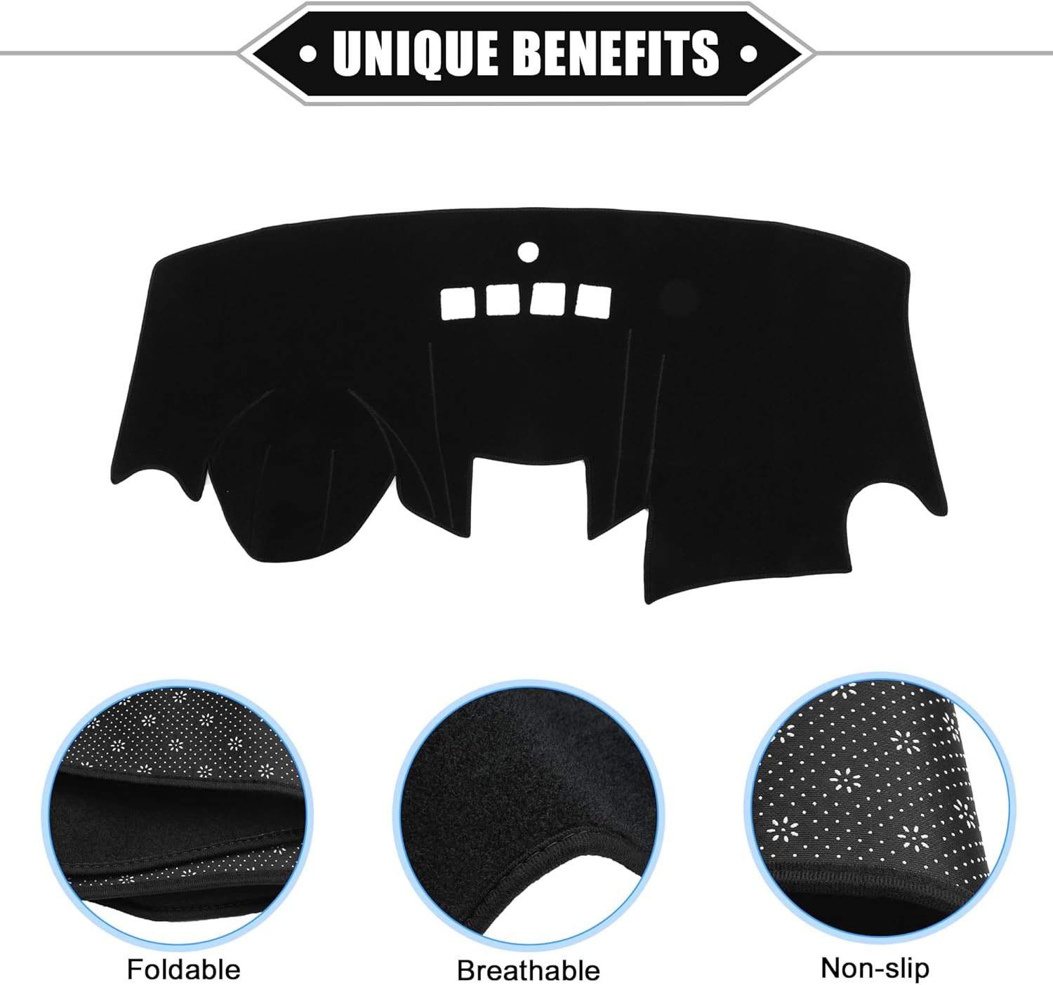 Dashboard Cover Fits for Ford Fiesta 2011-2019, Nonslip Polyester Black Dash Cover Mat Dash Pad Protector Cover