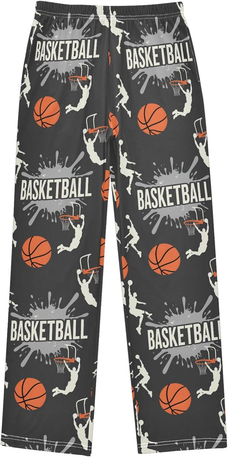 Sports Pajama Pants Dinosaur Pajama Bottoms Soft Warm Pjs Elastic Waist Lounge Pants 6-8Y