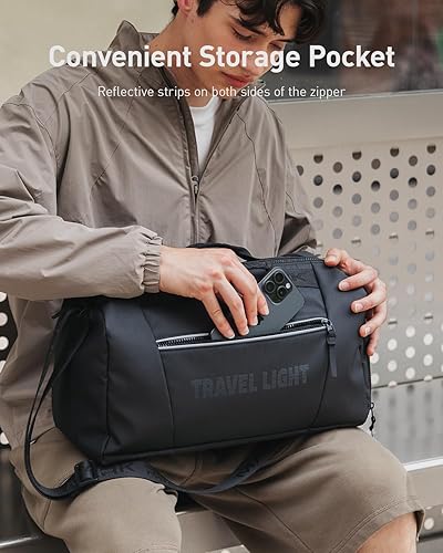 Miniatura 7 de Muzee Bolsa de gimnasio ligera para hombres, bolsa de lona convertible impermeable de 17.6L, con bolsillo para ropa húmeda y compartimento para