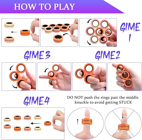 Vista 16 de Cevioce Paquete de 15 anillos magnéticos Fidget Toys Finger Spinner Pack
