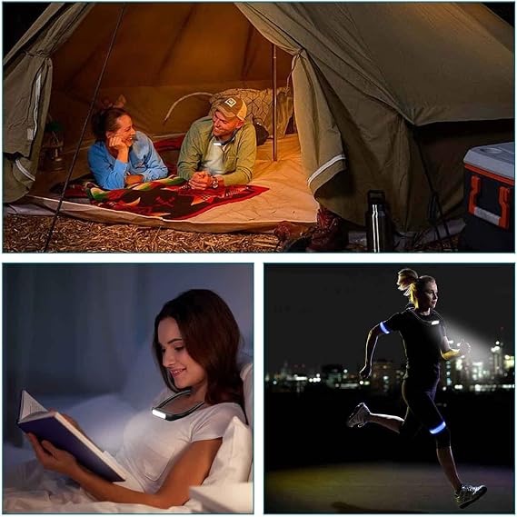 Coverzone LED Book Reading Light Flexible Book Neck Light Adjustable Brightness Table Lamp 3 Colors Reading Light Bendable Sleeve Light Suitable for Repair Night Run Walking Type-C Charging Inlet Camping FH8 [Energy Grade A+]
