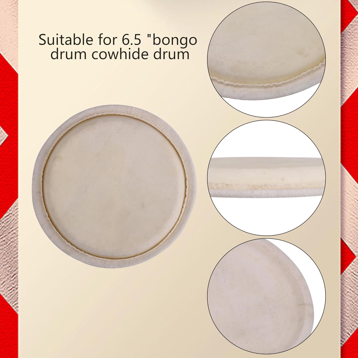Bstinay 6.1inch White Cowhide Bongo Heads Replacement Percussion Instruments Heads
