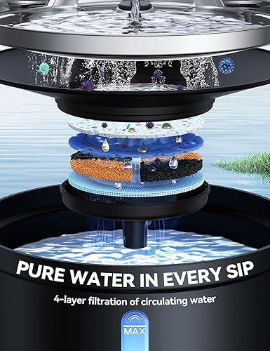 Miniatura 4 de Fuente de agua inalámbrica para gatos separación de agua y batería FEELNEEDY Fuente para gatos de 4000 mAh, fuente inalámbrica para mascotas con