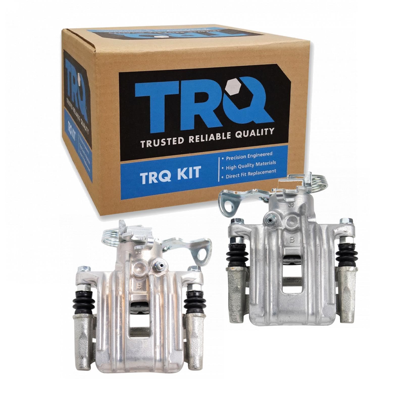 TRQ Rear Brake Caliper Set Zinc Coated Brackets Hardware Compatible with 1998-2001 Audi A6