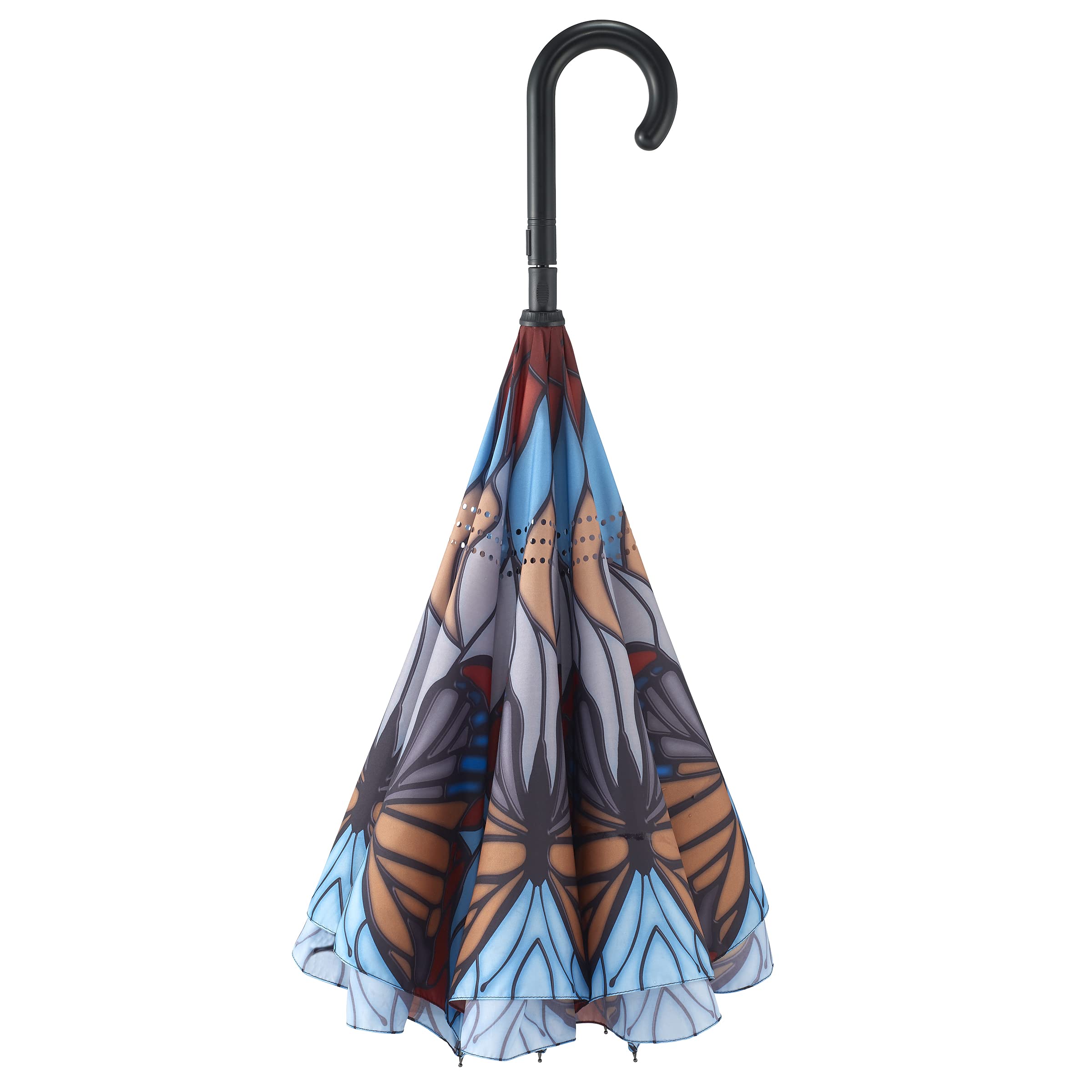 Galleria Reverse Close Stick Umbrella Stained Glass Butterfly Stick