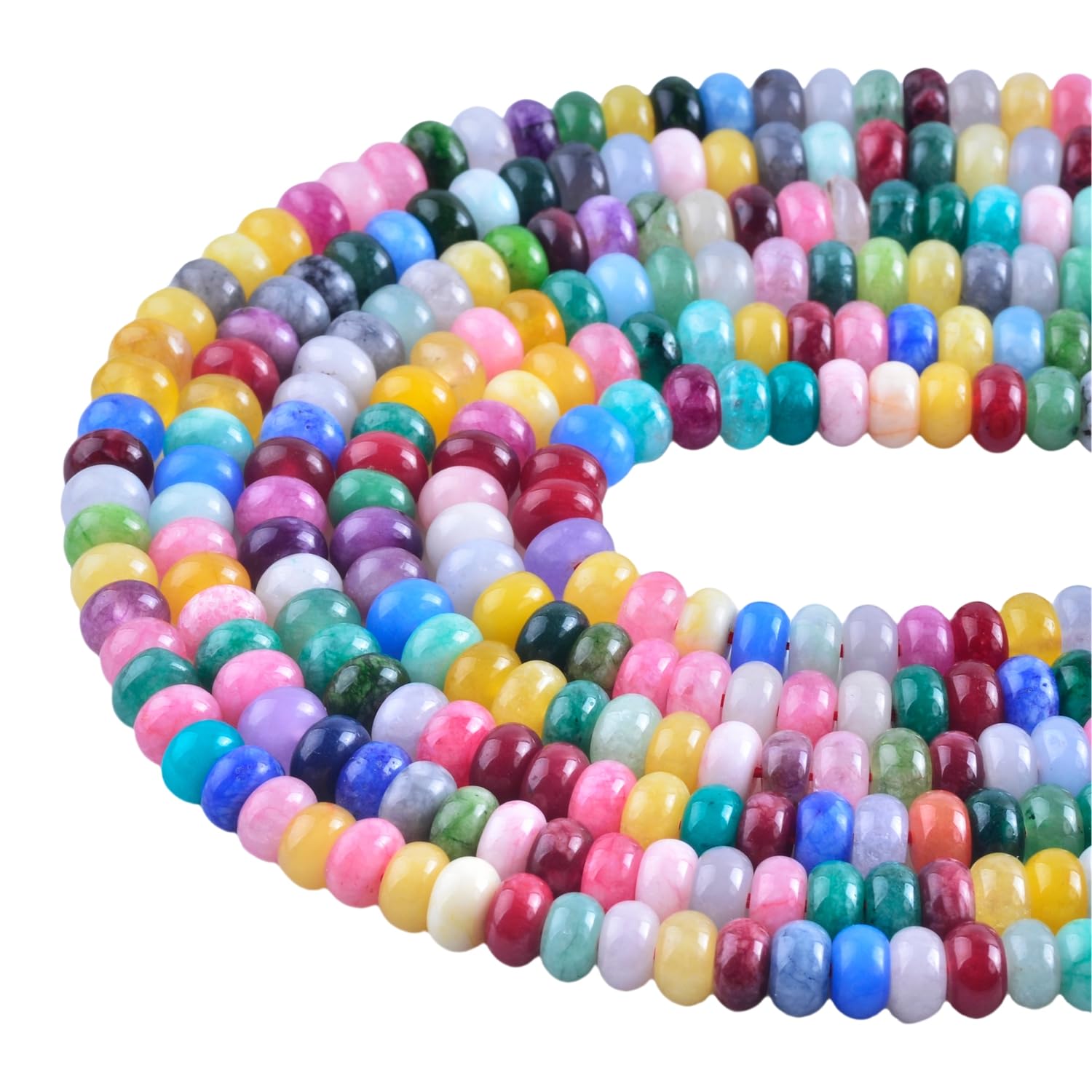 Rondelle Beads for Jewelry Making 5x8mm Natural Stone Beads 1 Strand 15.5inch Lentil Spacer Beads Rondelle Gemstone Bead Semi-Precious Stone Bead for Bracelet Necklace Crafts Mix Colors