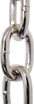 RCH Hardware CH-S60-02-PN Steel Chandelier Chain 5 Gauge, Polished Nickel 1 Foot