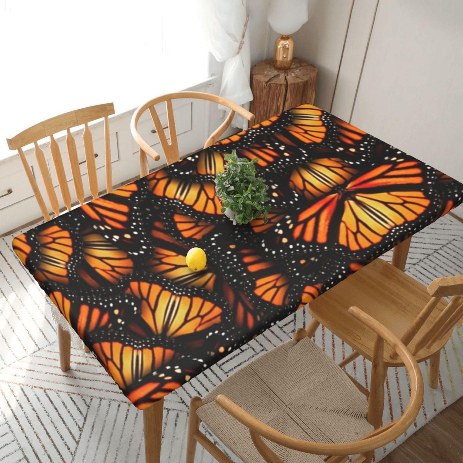 BNVSADC Heaps of Orange Monarch Butterflies Printed 5FT Tablecloth Polyester Kitchen Water Resistant Table Cloth Dining Table Decoration Table Covers, 152x76 CM