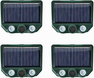 Solar Ultrasonic Animal Repellent - 4 Packs Waterproof Pest Repeller Outdoor, Fox Deterrents for Gardens Raccoon Repellent Cat Repellent Fox Repellent Motion Sensor Eye Guard
