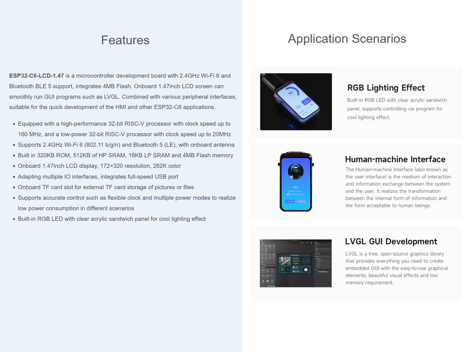 ESP32-C6 Ontwikkelingskaart Met 1,47 Inch LCD – 512KB SRAM, 160MHz Single-core, WiFi6, Bluetooth 5, Type-C, RGB-LED – Ideaal Voor IoT-projecten 3 miniatura