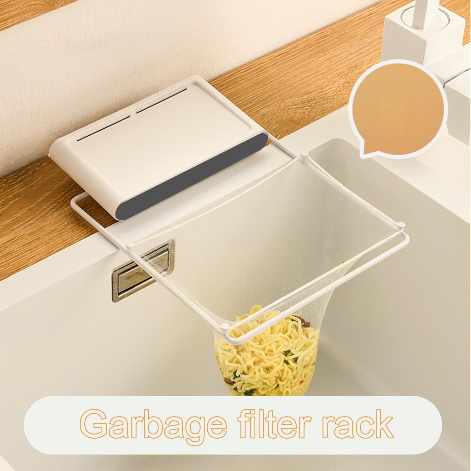Cesta colectora de residuos de alimentos, colador de fregadero con 200 bolsas de filtro, versátil soporte extraíble y colector de agua para residuos de cocina eficientes