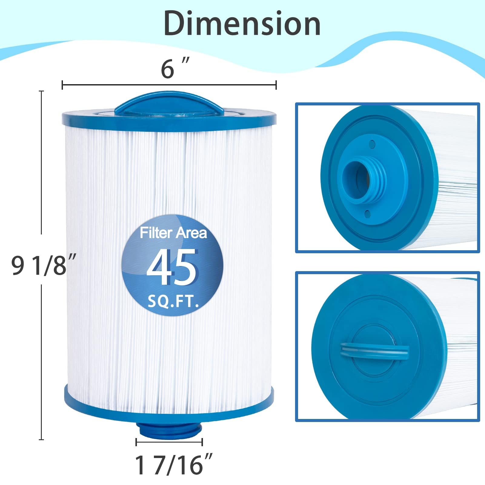 Future Way Filtro Di Ricambio Per Spa/Piscina - 3 Pezzi, Compatibile Con Pleatco PWW50P3 (Filetto Grosso 1 1/2") - 3