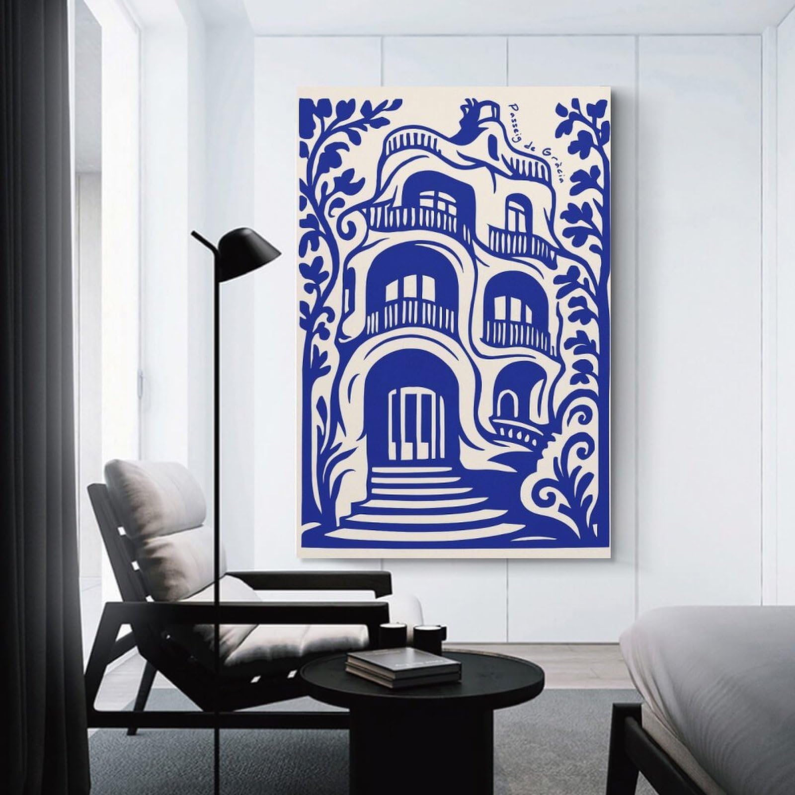 Junmoney Passeig De Gràcia Building Illustration Room Decor Wall Art, 16x24inch(40x60cm), for Bedrooms, Workspaces And Everyday Interiors, An Adaptable Decor Piece for Home Use