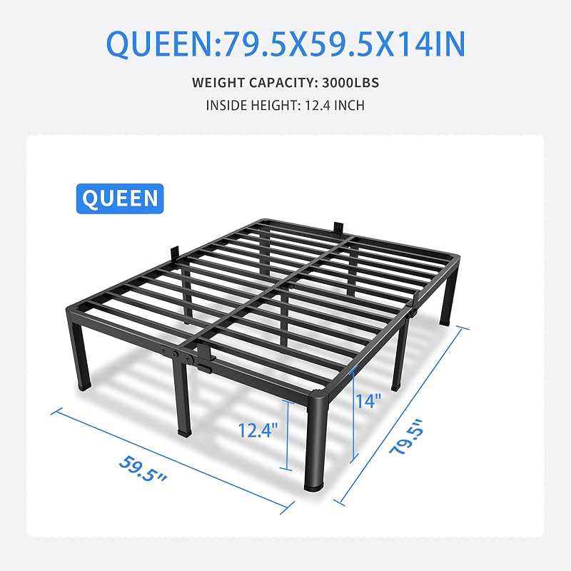 MAF 14 Inch Queen Metal Platform Bed Frame with Round Corner Legs image 3
