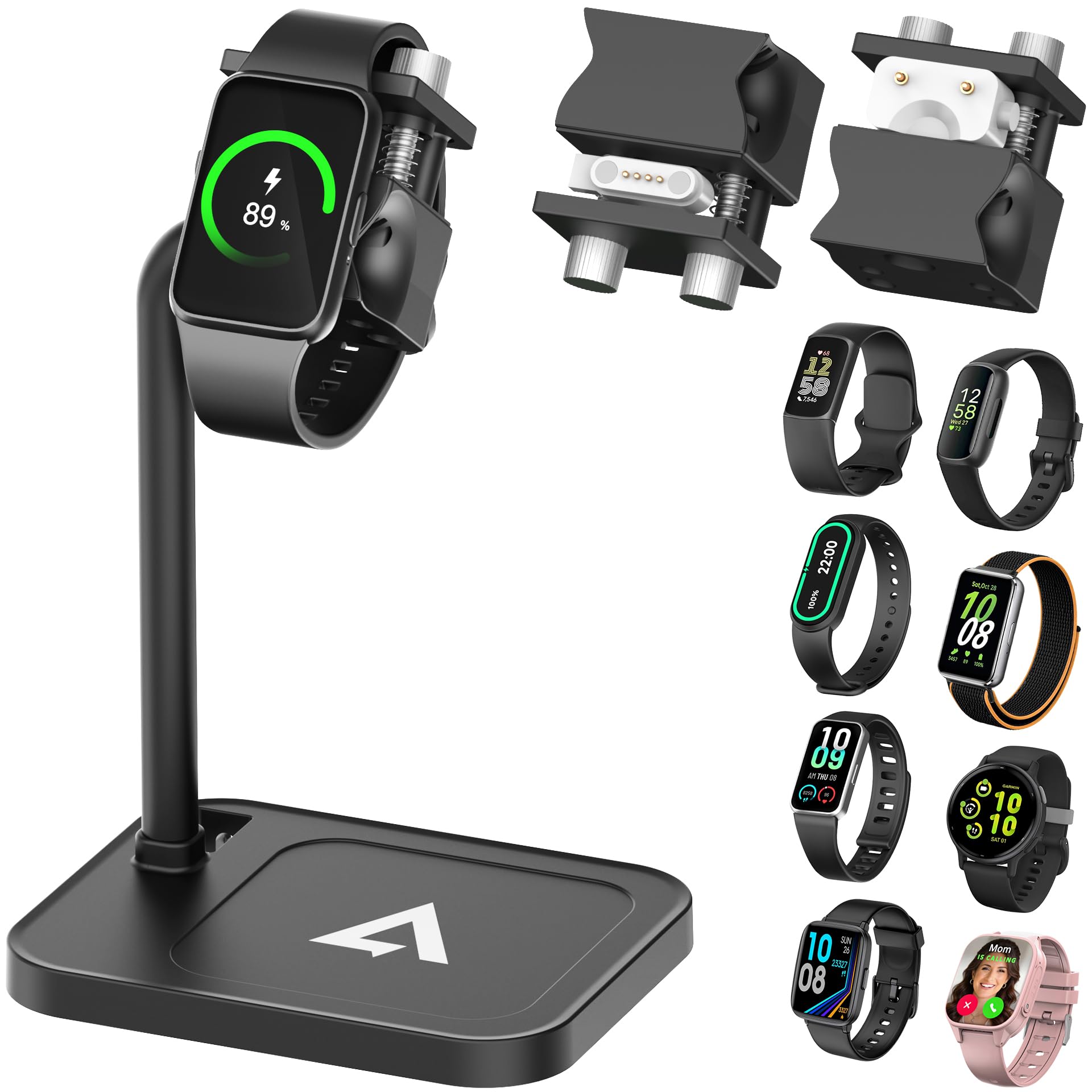 Adjustable Universal Smart Watch Dock & Fitness Tracker Bracelets Stand Compatible with AGPTEK, Samsung, Xiaomi, FITVII, GRV, RUIMEN, Amazfit, Fitpolo, Fire-Boltt (A03S-Black)