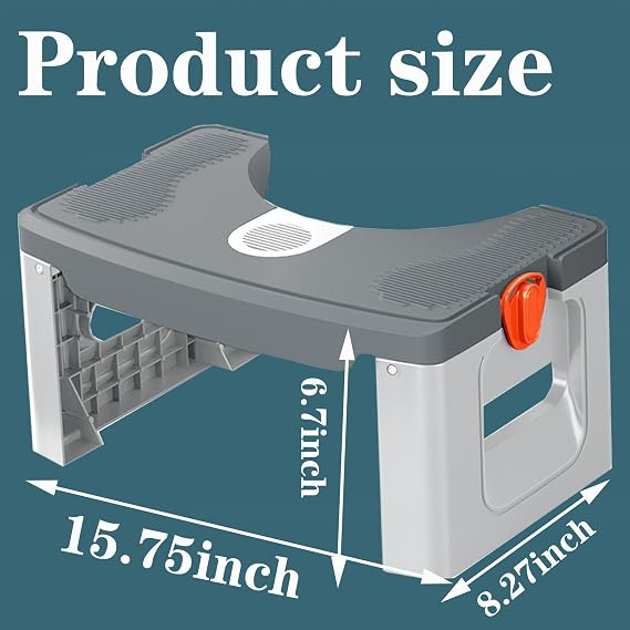 Toilet Stool, Ergonomic Bathroom Poop Stool for Squatting Posture, Portable Plastic Potty Stool for Adults & Kids Foldable Bathroom Leg Raiser Stand Feet - Anti-Slip Feet