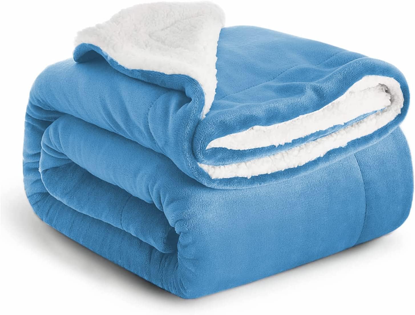 Ir Imperial Rooms Blue Imperial Rooms Sherpa Fleece Blanket Bed Throws Blankets For Sofas Soft Fluffy Thick Blanket Reversible Microfiber Throw (, King (230 X 270 Cm))