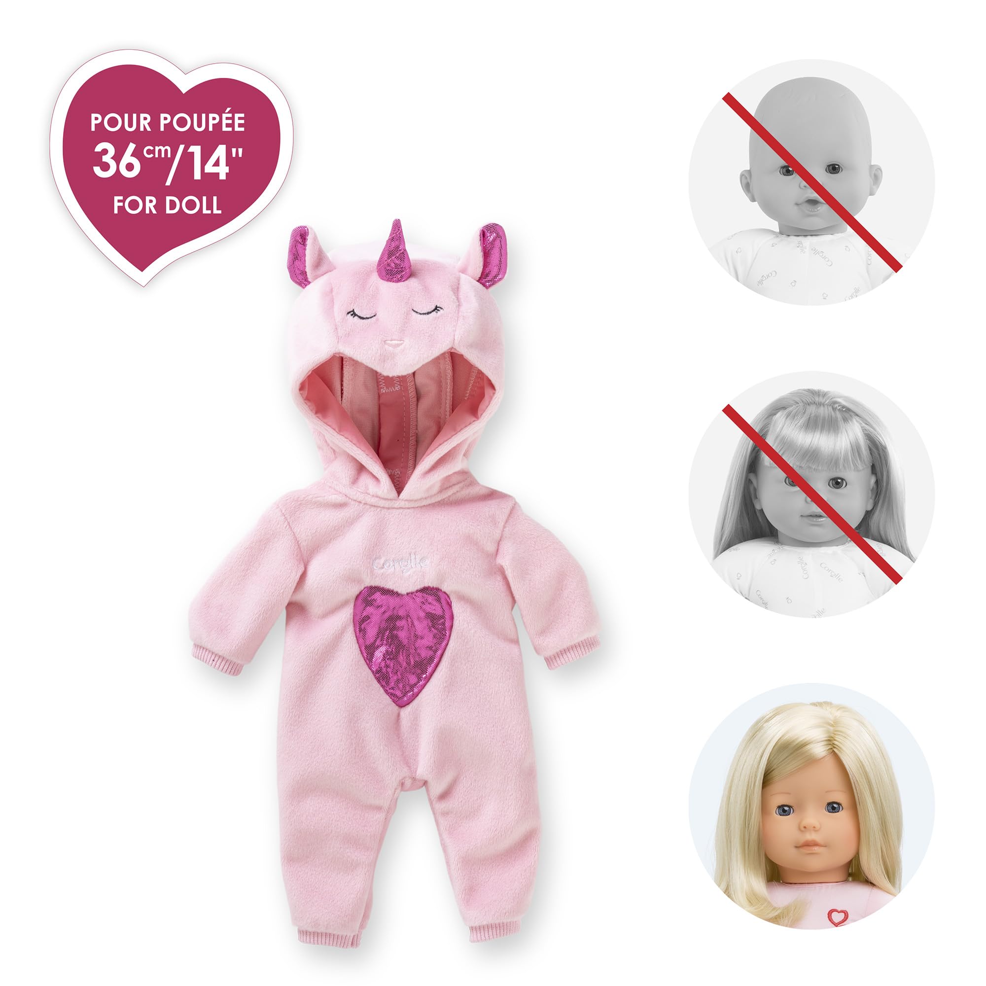 Ma Corolle - Pyjama Licorne Rose, vêtement, pour poupée Ma Corolle, 36cm, dès 3 Ans, 9000212930