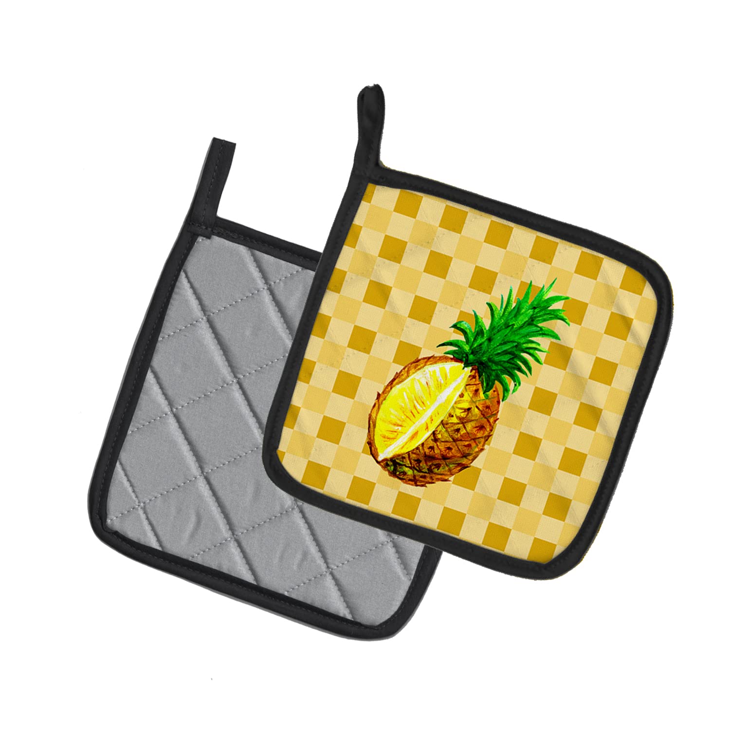 Caroline's Treasures BB7247PTHD Whole Pineapple Cut on Basketweave Verzierter Topflappen, Textil, Ganze Ananas auf Korbgeflecht geschnitten