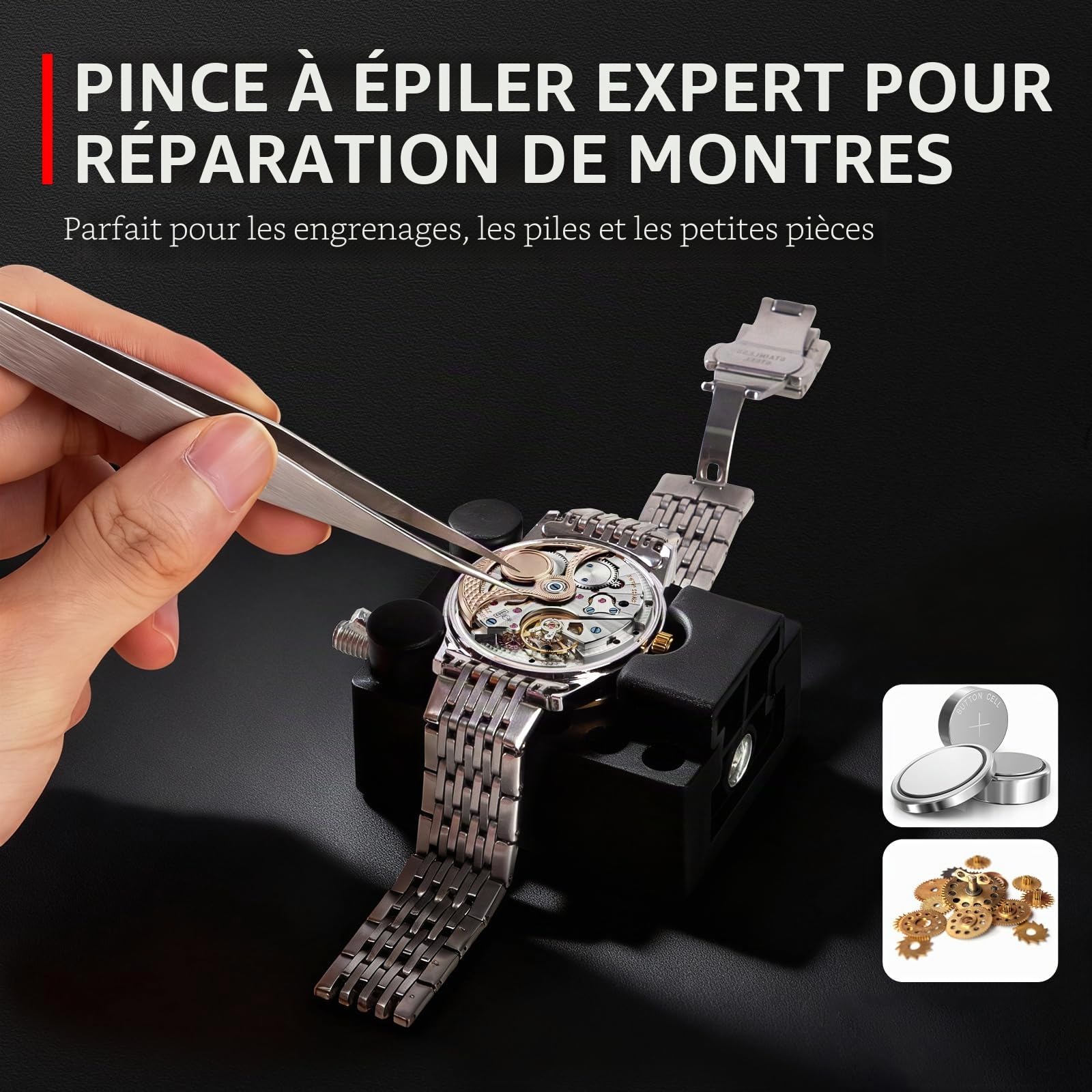XOOL Kit de Réparation de Montres Professionnel 151 Pièces, Inclut Ouvre-boîtier Réglable, Poinçon pour Bracelet, Outil de Barre de Ressort, Détacheur de Maillons, Pince et Plus