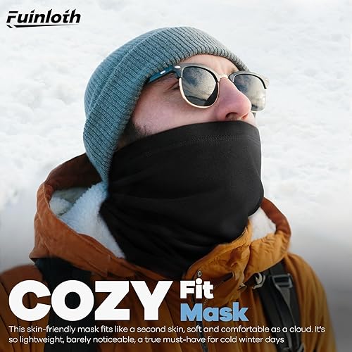 Miniatura 3 de Fuinloth Paquete de 2 polainas de invierno para el cuello, bufanda calentadora de forro polar para clima frío para hombres y mujeres