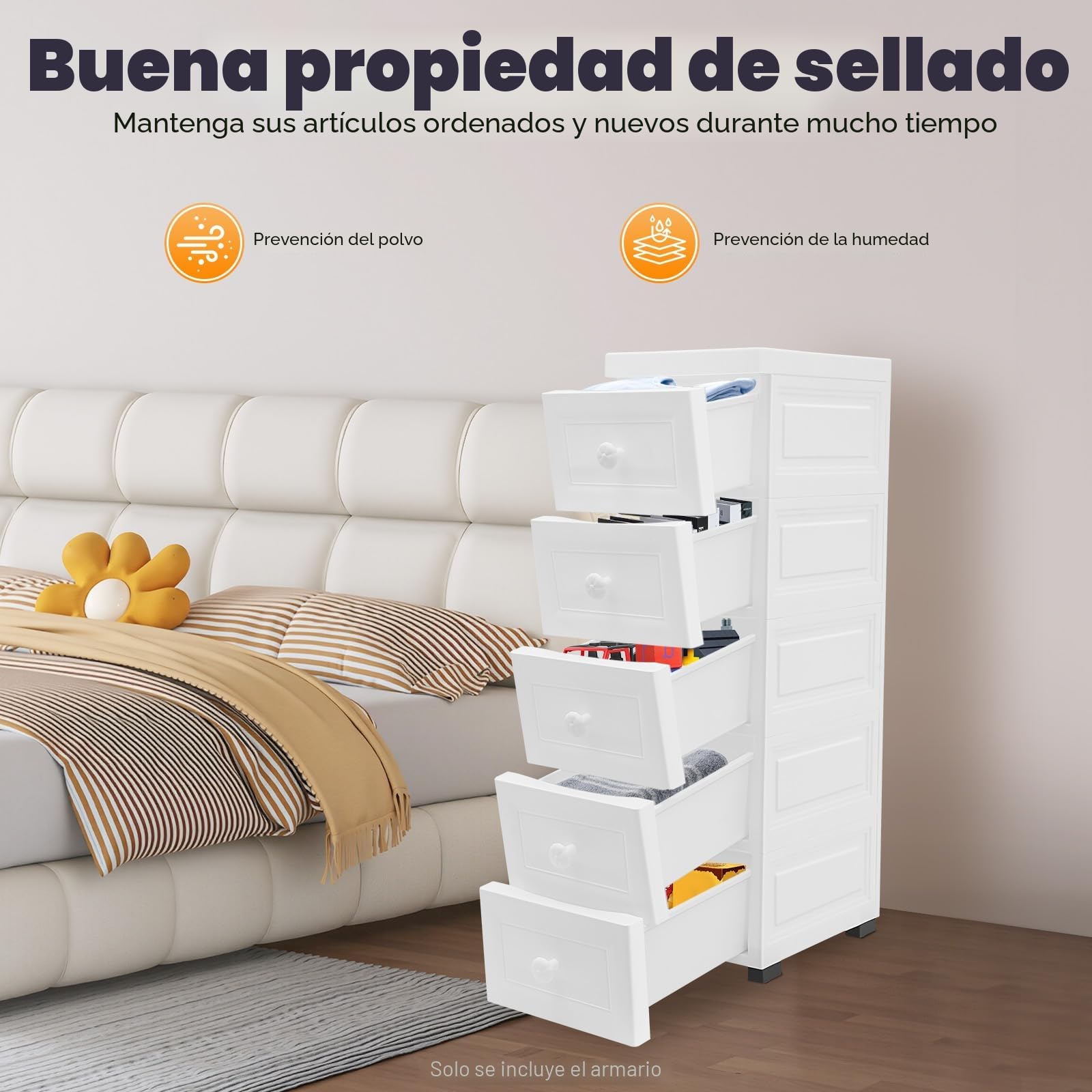 Armario de 5 compartimentos estrecho con compartimentos y ruedas, de plástico, para ahorrar espacio, para baños pequeños, 25 x 34 x 82 cm