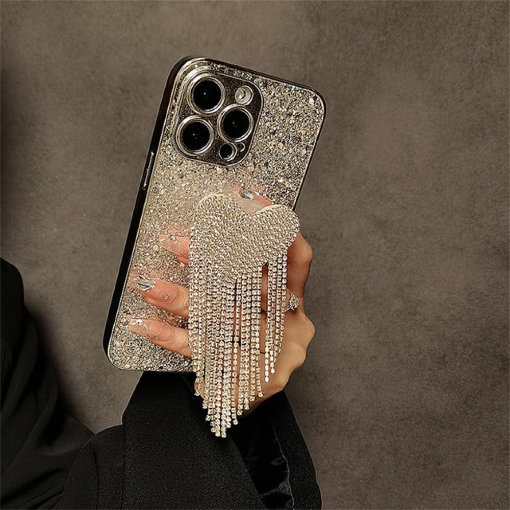 Coque strass iPhone 13 avec support cœur pour visionnage stable - 6