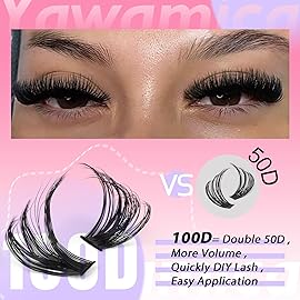 Yawamica Lash Clusters Kit Fluffier Eyelash Extension Kit 100D Thick Volume Individual Lashes 10-18mm 300pcs Eyelash Clusters with Bond and Seal and Lash Remover and Lash Applicator Kit DIY at Home