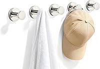 Vista 11 de TUNNY Paquete de 5 ganchos redondos para toallas, color dorado champán, ganchos modernos para abrigos y toallas de ducha, para baño, cocina