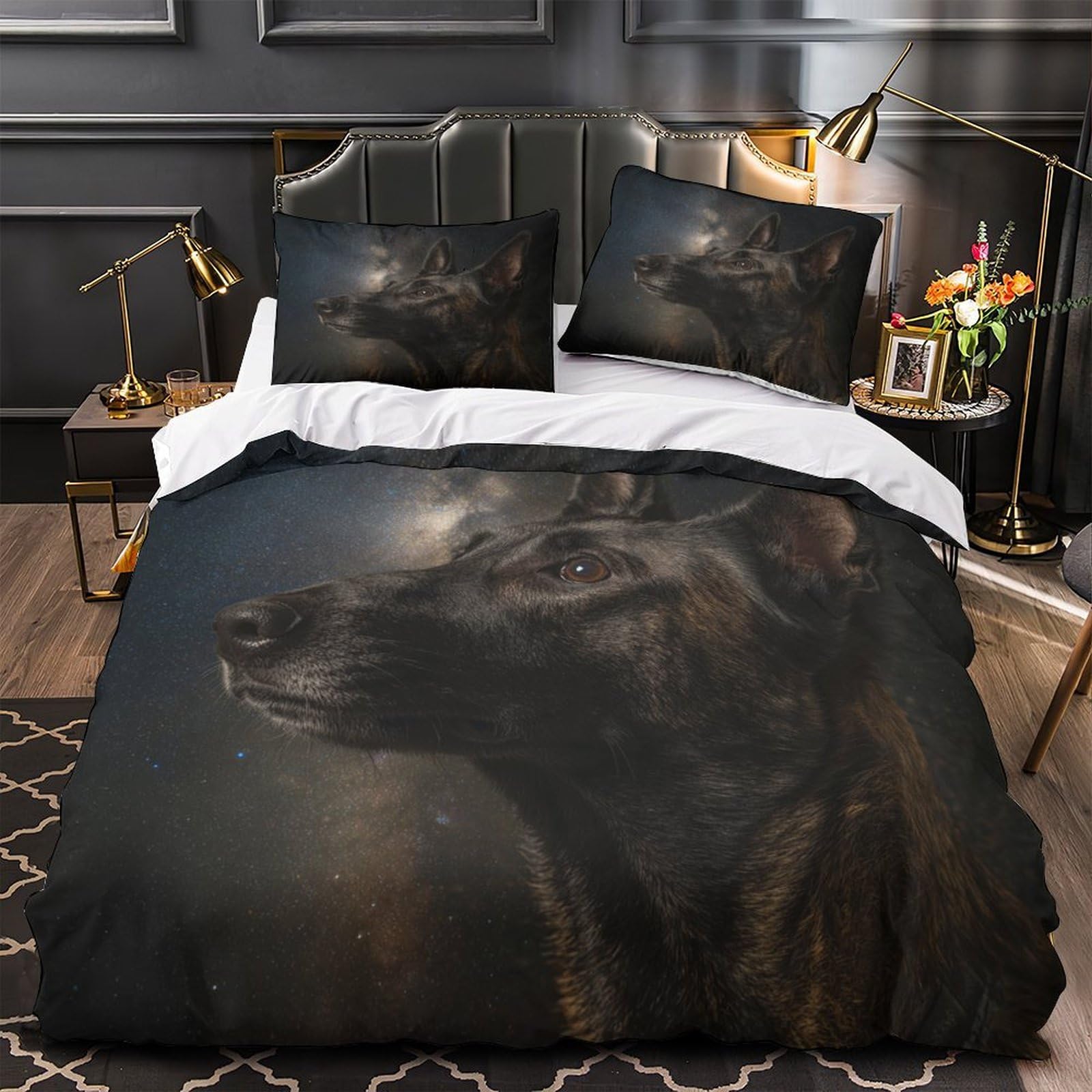 Drap de Couette Portrait de Chien 3D Hypoallergénique pour l'Allergie des Enfants