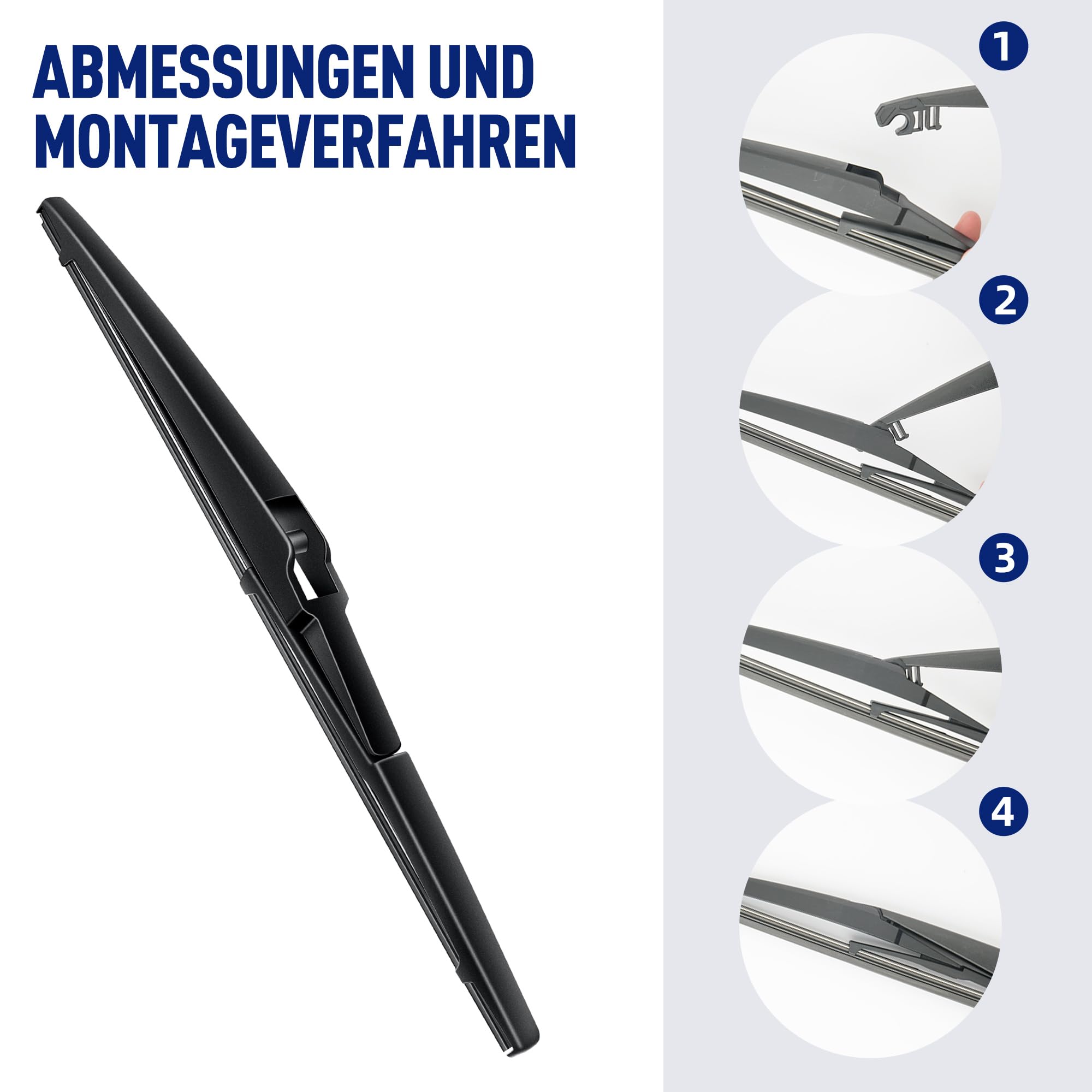 Scheibenwischer Set für Toyota Yaris MK3 2012-2019 Vorne & Hinten | 2 Front + 1 Heck, Vordere Flachbalken-Wischer, Auto Scheibenwischer Frontscheibe und Heckwischer, Direkte Montage