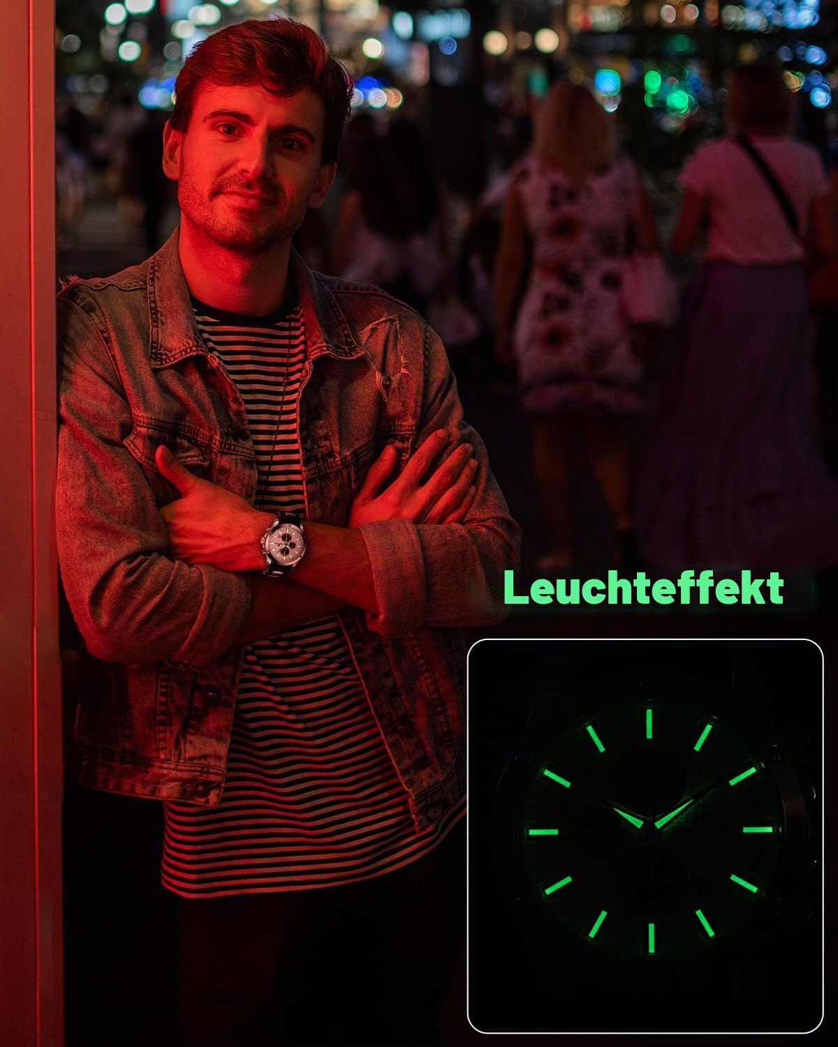 MEGALITH Herren Uhren Groß Chronographen: Analog Wasserdicht Armbanduhr Gummiband mit Datum Leuchtend - Stilvoll Geschenke für Sportlich Männer Jubiläum Geburtstag