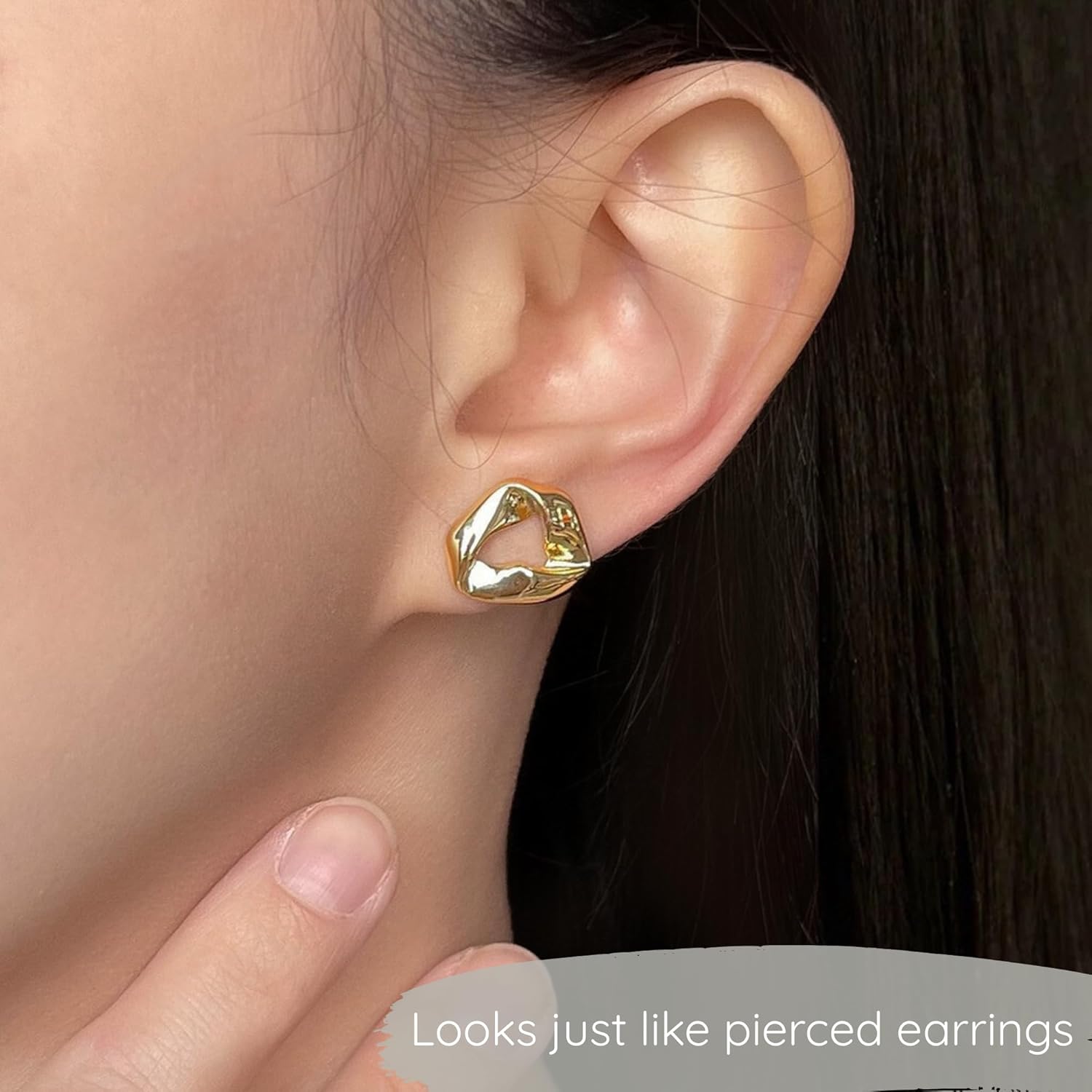 Comfortable Gold Clip-On Earrings for Women – Adjustable, Non-Pierced Ears, Pain-Free Wear - Image 4